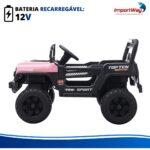 Mini Carro Elétrico Infantil 12v Rosa Com Luz Som Controle - BW544RS - 7
