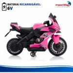 Mini Moto Elétrica Infantil 6v Esportiva Rosa Com Luz E Som - BW127RRS - 7
