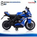 Mini Moto Elétrica Infantil 6v Esportiva Azul Com Luz E Som - BW127RAZ - 7