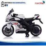Mini Moto Elétrica Infantil 6v Esportiva Branco C/ Luz E Som - BW127RBR - 7