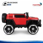 Jipe Elétrico Infantil 12v Com Controle Luz Música Vermelho - BW400VM - 7