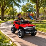Jipe Elétrico Infantil 12v Com Controle Luz Música Vermelho - BW400VM - 8
