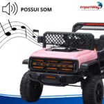 Mini Carro Elétrico Infantil 12v Rosa Com Luz Som Controle - BW544RS - 9