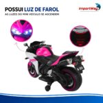 Mini Moto Elétrica Infantil 12v Importway Esportiva Rosa - BW555RS - 9