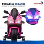 Mini Moto Elétrica Infantil 6v Esportiva Rosa Com Luz E Som - BW127RRS - 9