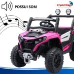 Carrinho Elétrico Utv Infantil 12v Luz Som Importway Rosa - BW535RS - 9