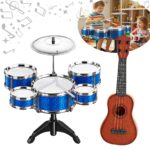 Kit Musical Instrumentos Mini Bateria E Violão Infantil Azul - BW559AZ - 1