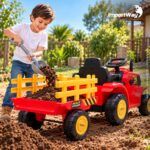 Carrinho Mini Trator Infantil Elétrico Vermelho 12v Carreta - BW551VM - 10