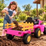 Carrinho Mini Trator Infantil Elétrico Rosa 12v Carreta Pá - BW551RS - 10