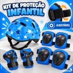 Kit De Proteção Infantil Completo Ajustável C/ Capacete Azul - BW520AZ - 10