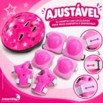 Kit De Proteção Infantil Completo Ajustável C/ Capacete Rosa - BW520RS - 10