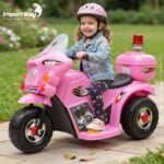 Mini Moto Elétrica Infantil 6v Rosa Luz Som Sirene Bagageiro - BW006RS - 10