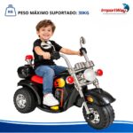 Mini Moto Elétrica Infantil 6v Preta C/ Som Sirene Bagageiro - BW508 - 11