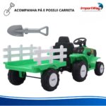 Carrinho Mini Trator Infantil Elétrico Verde 12v Carreta Pá - BW551VD - 11