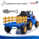 Carrinho Mini Trator Infantil Elétrico Azul 12v Carreta Pá - BW551AZ - 11