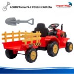 Carrinho Mini Trator Infantil Elétrico Vermelho 12v Carreta - BW551VM - 11
