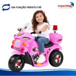 Mini Moto Elétrica Infantil 6v Rosa Luz Som Sirene Bagageiro - BW006RS - 11