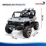 Carro Jipe Elétrico Infantil Controle Pedal Sons 12v Cinza - BW277RCZ - 3