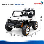 Carro Jipe Elétrico Infantil Controle Pedal Sons 12v Branco - BW277RBR - 3