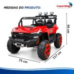 Carro Jipe Elétrico Infantil Controle Sons 12v Vermelho - BW277RVM - 3