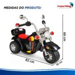 Mini Moto Elétrica Infantil 6v Preta C/ Som Sirene Bagageiro - BW508 - 3