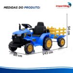 Carrinho Mini Trator Infantil Elétrico Azul 12v Carreta Pá - BW551AZ - 3