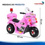 Mini Moto Elétrica Infantil 6v Rosa Luz Som Sirene Bagageiro - BW006RS - 3