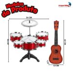 Kit Música Instrumento Mini Bateria Violão Infantil Vermelho - BW599VM - 3