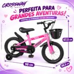 Bicicleta Infantil Aro 14 Com Rodinha Cesta Rosa - BW503RS - 3