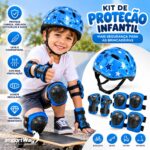 Kit De Proteção Infantil Completo Ajustável C/ Capacete Azul - BW520AZ - 4
