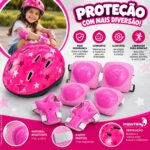 Kit De Proteção Infantil Completo Ajustável C/ Capacete Rosa - BW520RS - 4