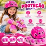 Kit De Proteção Infantil Completo Ajustável C/ Capacete Rosa - BW521RS - 4