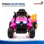 Carrinho Mini Trator Infantil Elétrico Rosa 12v Carreta Pá - BW551RS - 5