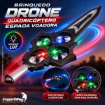 Drone Infantil Quadricóptero Espada Voadora C/ Luz Controle - BW589 - 5