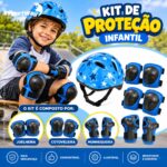 Kit De Proteção Infantil Completo Ajustável C/ Capacete Azul - BW520AZ - 6