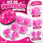 Kit De Proteção Infantil Completo Ajustável C/ Capacete Rosa - BW520RS - 6