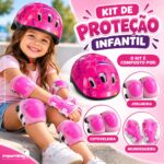Kit De Proteção Infantil Completo Ajustável C/ Capacete Rosa - BW521RS - 6