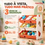 Organizador Estante De Brinquedos 3 Níveis 7 Compartimentos - BW476 - 6