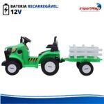 Carrinho Mini Trator Infantil Elétrico Verde 12v Carreta Pá - BW551VD - 7