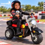Mini Moto Elétrica Infantil 6v Preta C/ Som Sirene Bagageiro - BW508 - 8