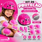 Kit De Proteção Infantil Completo Ajustável C/ Capacete Rosa - BW521RS - 8