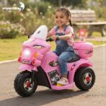 Mini Moto Elétrica Infantil 6v Rosa Luz Som Sirene Bagageiro - BW006RS - 8