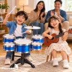 Kit Musical Instrumentos Mini Bateria E Violão Infantil Azul - BW559AZ - 8