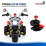 Mini Moto Elétrica Infantil 6v Preta C/ Som Sirene Bagageiro - BW508 - 9