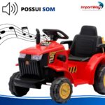 Carrinho Mini Trator Infantil Elétrico Vermelho 12v Carreta - BW551VM - 9