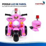 Mini Moto Elétrica Infantil 6v Rosa Luz Som Sirene Bagageiro - BW006RS - 9